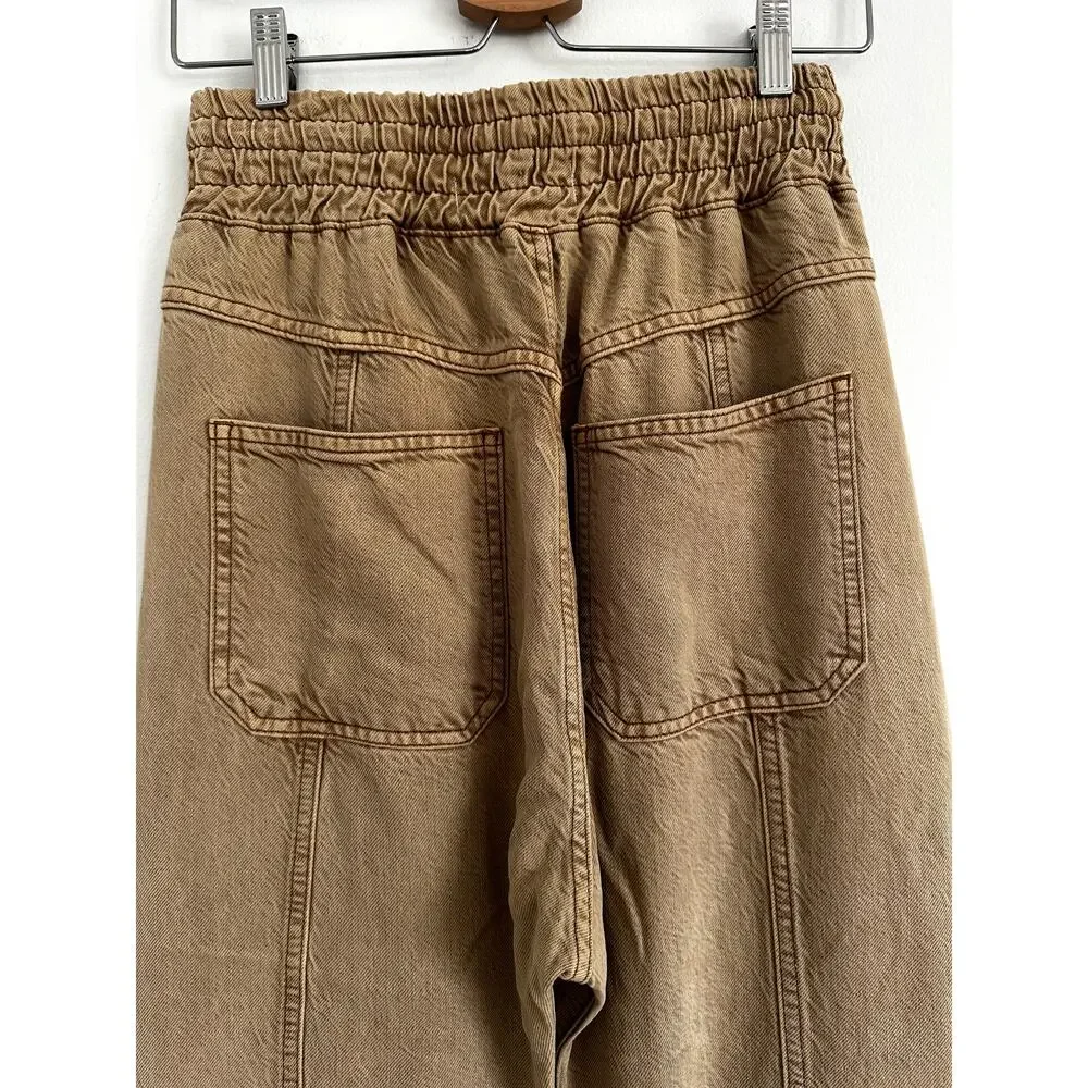 Free People We The Free Arcadia Denim Harem Pants Tan Camel Cropped X-Small